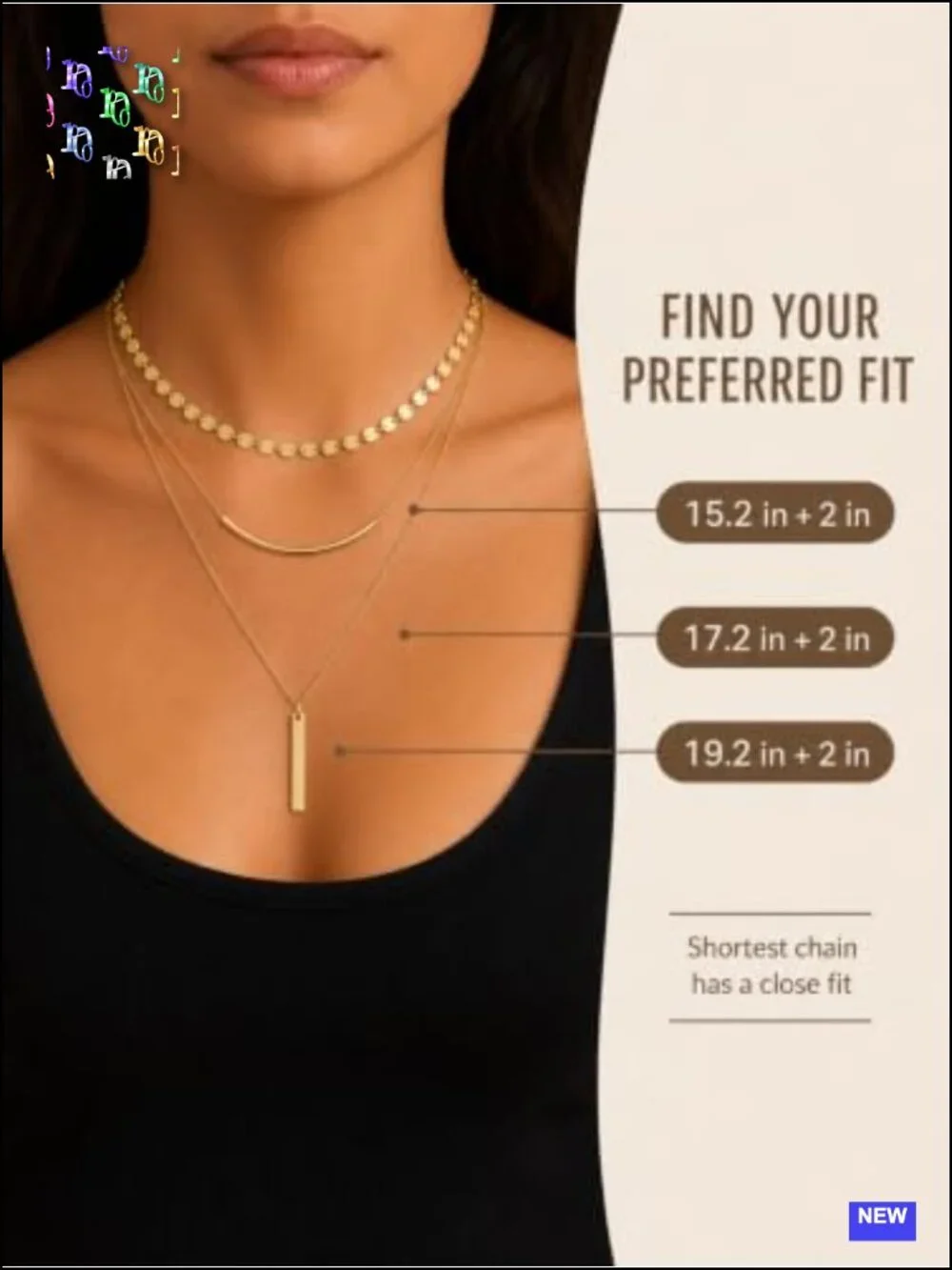3 Layered Dainty Chain Necklace Set, 14K Gold Plated, Three Separate Chains